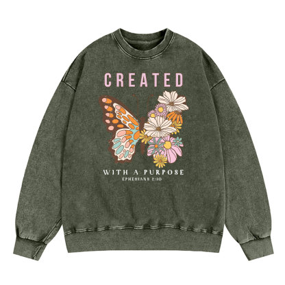 Created With Purpose Christian Washed Sweatshirt