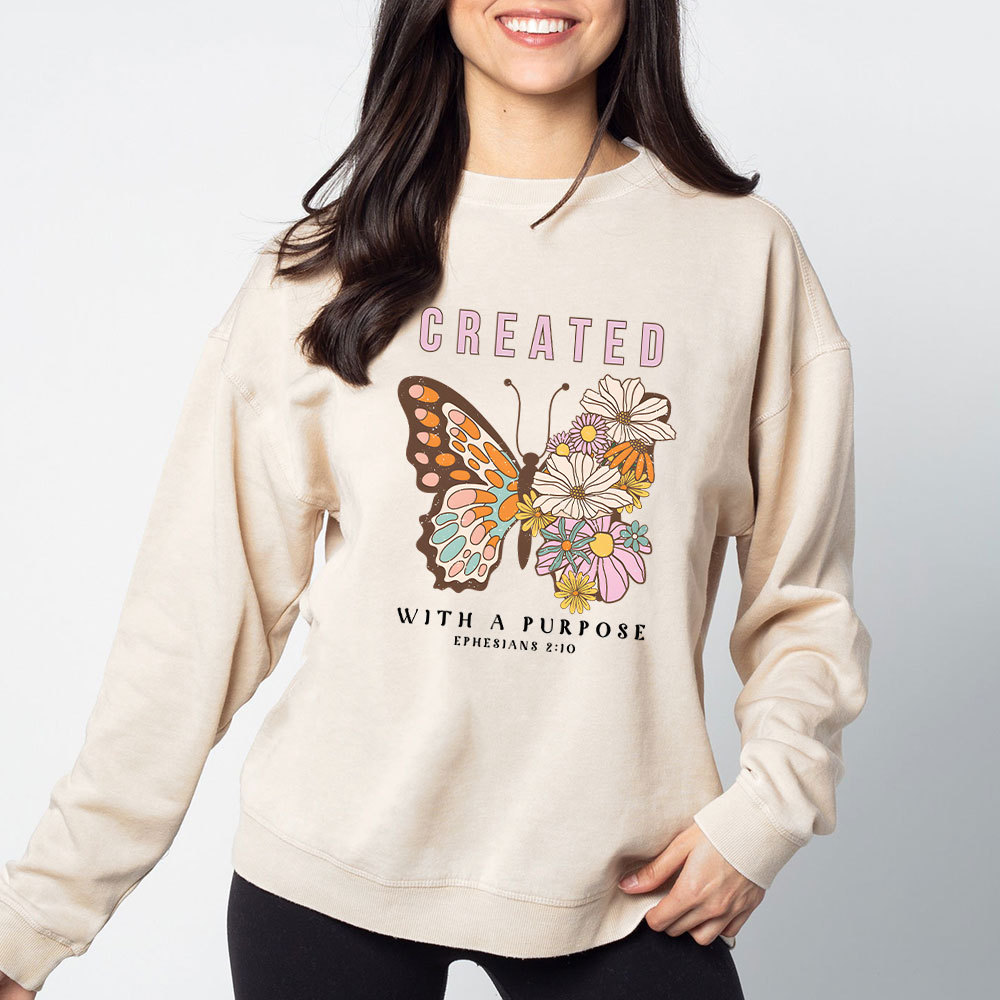 Created With Purpose Christian Washed Sweatshirt