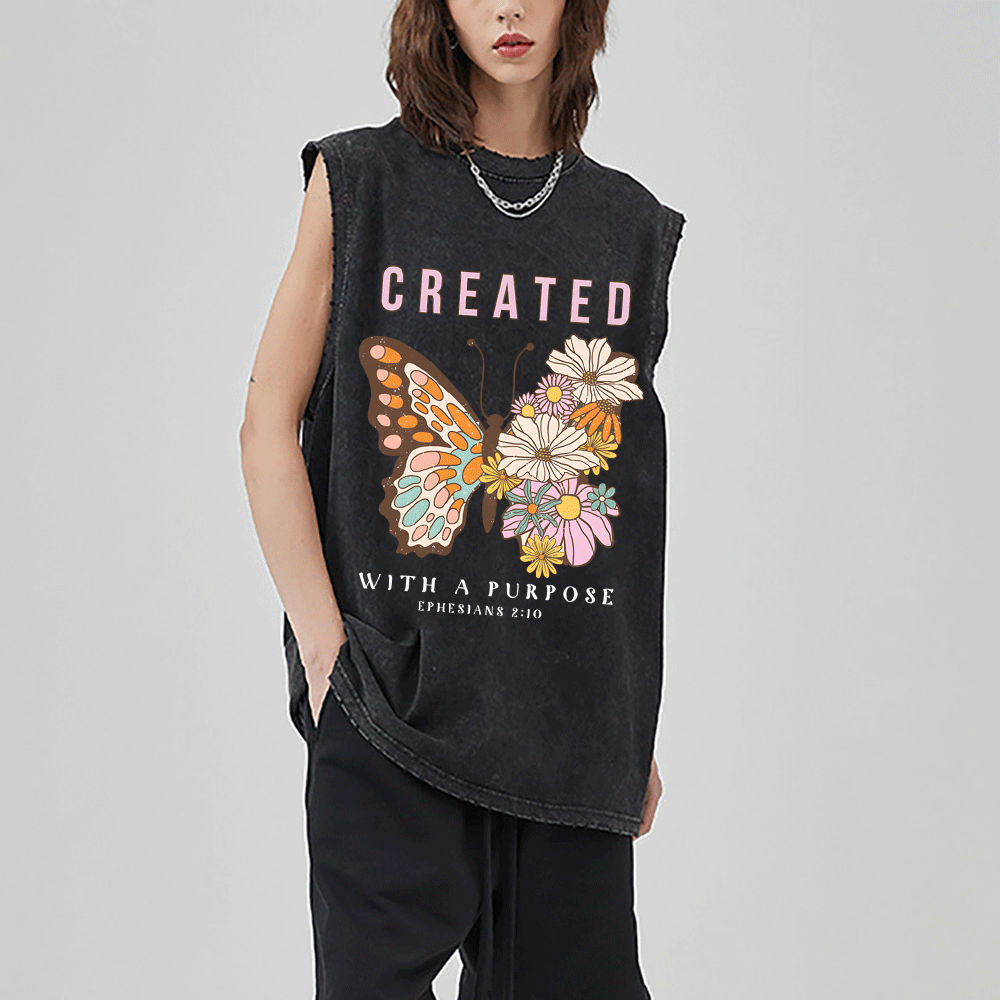 Created With Purpose Christian Washed sleeveless Tee