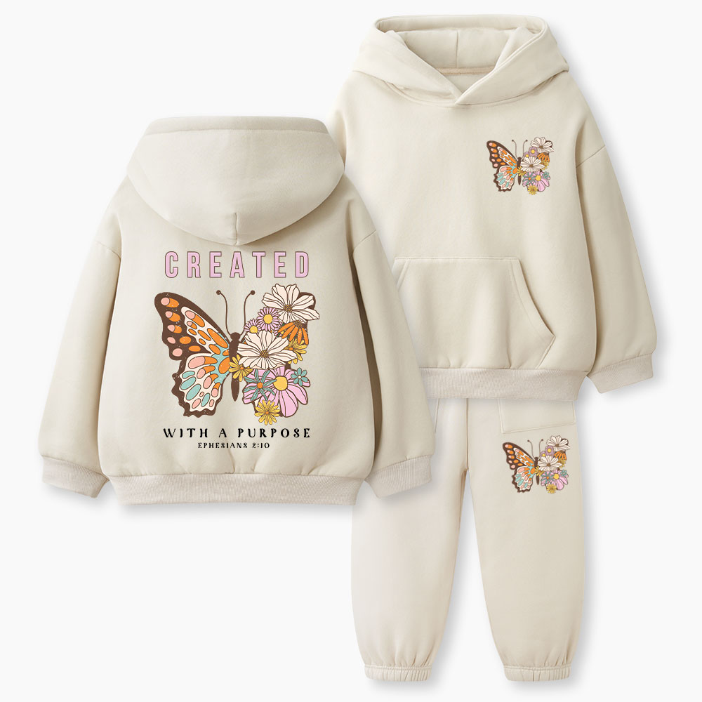 Created With Purpsoe Christian Kid Fleece Hoodie Set