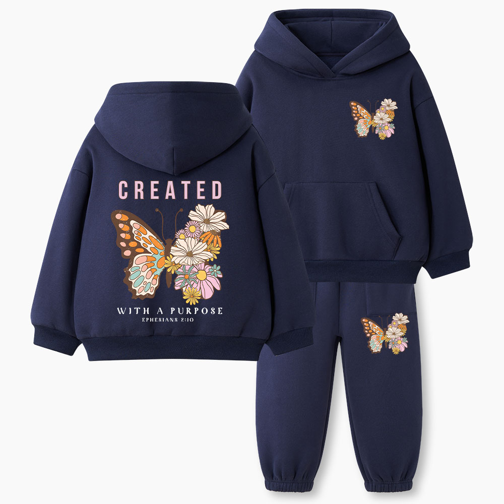 Created With Purpsoe Christian Kid Fleece Hoodie Set