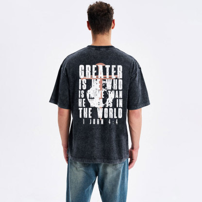 Creater Is He Who Is In Me Christian Washed T-Shirt