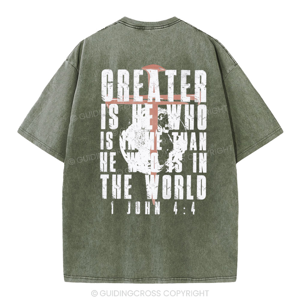 Creater Is He Who Is In Me Christian Washed T-Shirt