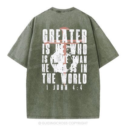 Creater Is He Who Is In Me Christian Washed T-Shirt