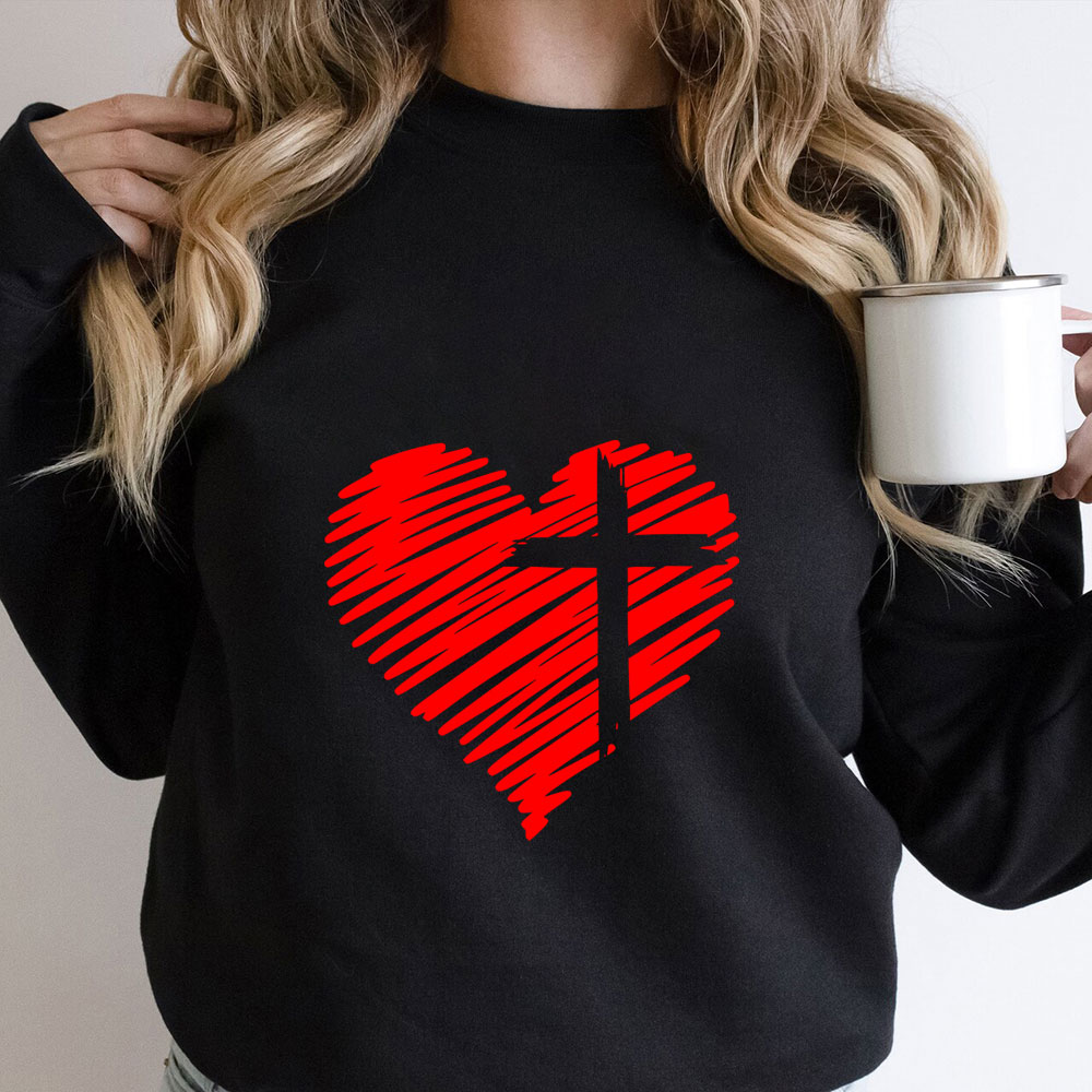 Cross And Heart Christian Sweatshirt