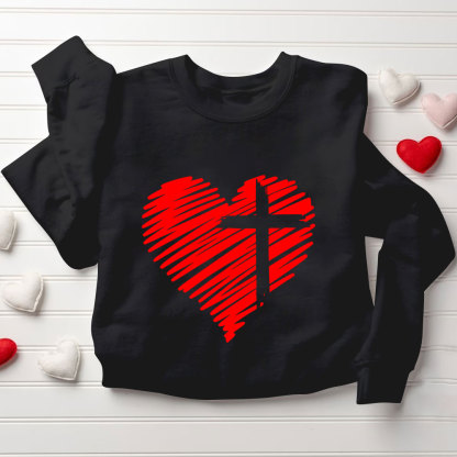 Cross And Heart Christian Sweatshirt