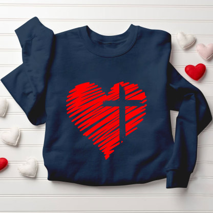 Cross And Heart Christian Sweatshirt