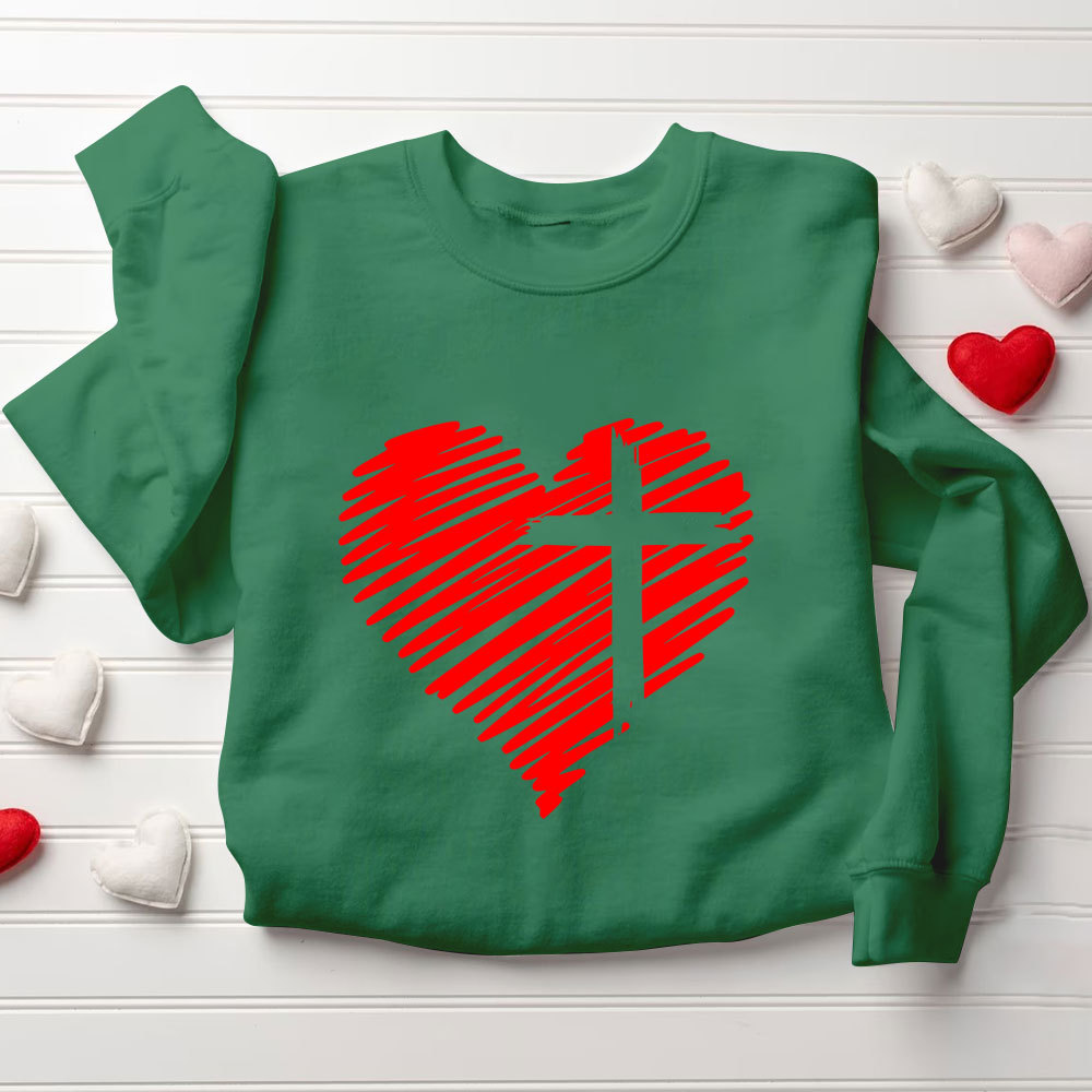 Cross And Heart Christian Sweatshirt