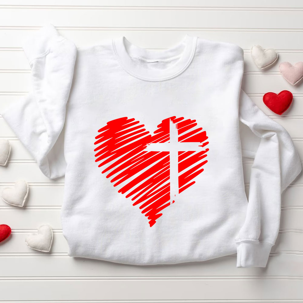 Cross And Heart Christian Sweatshirt