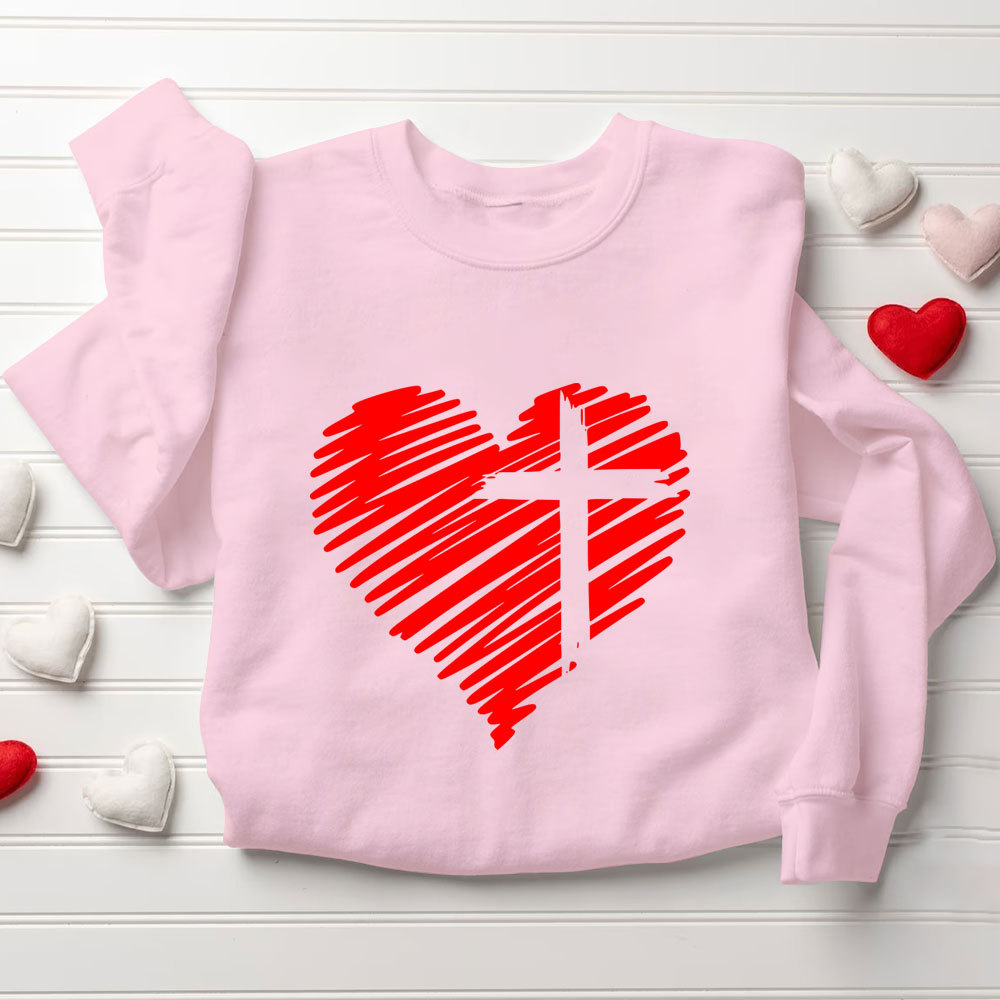 Cross And Heart Christian Sweatshirt