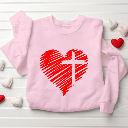 Cross And Heart Christian Sweatshirt