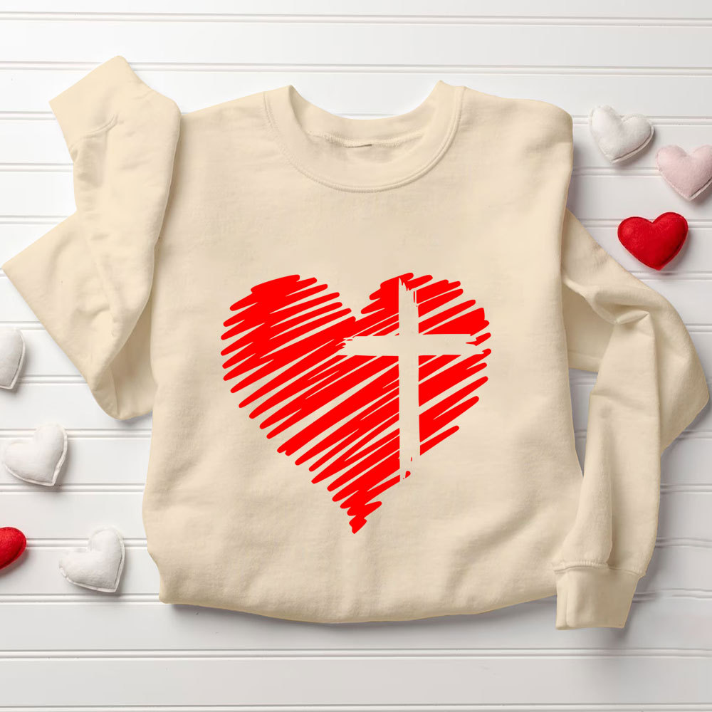 Cross And Heart Christian Sweatshirt