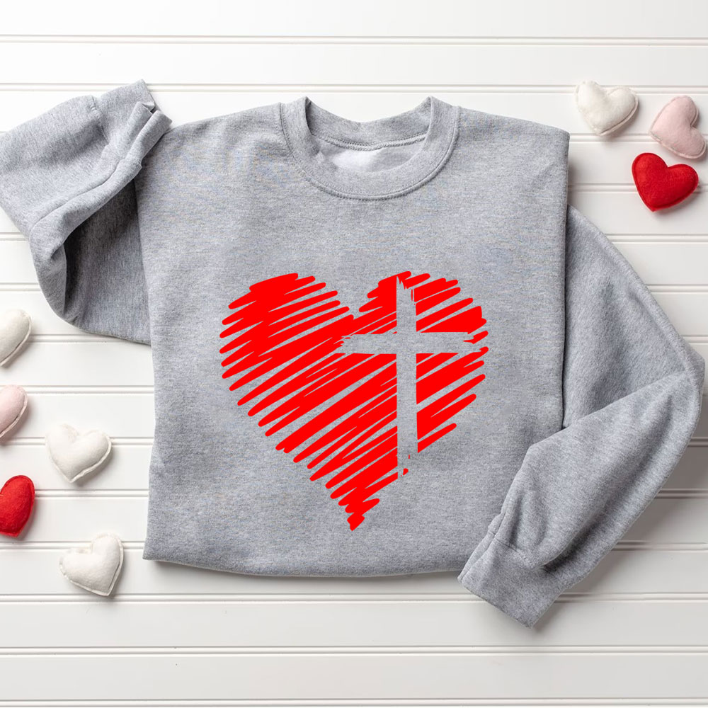 Cross And Heart Christian Sweatshirt