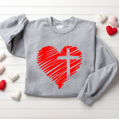 Cross And Heart Christian Sweatshirt