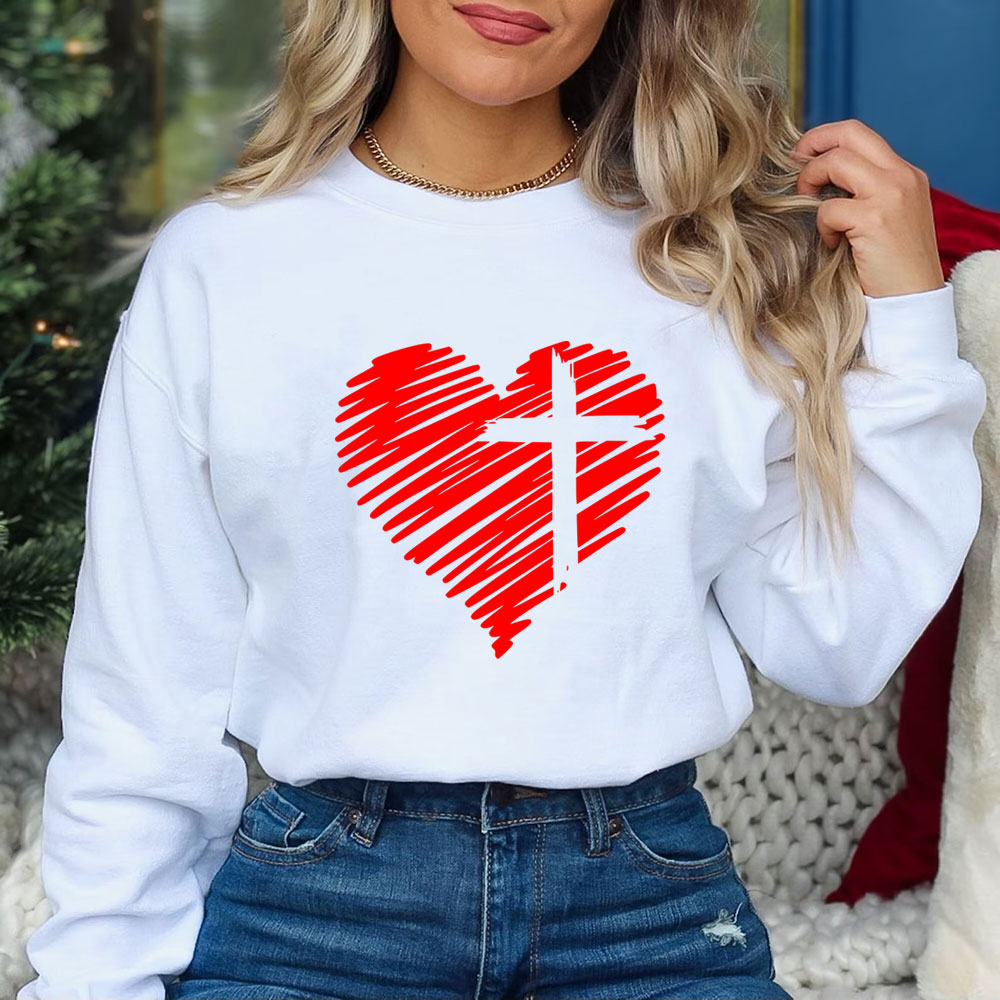 Cross And Heart Christian Sweatshirt