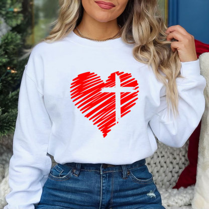 Cross And Heart Christian Sweatshirt