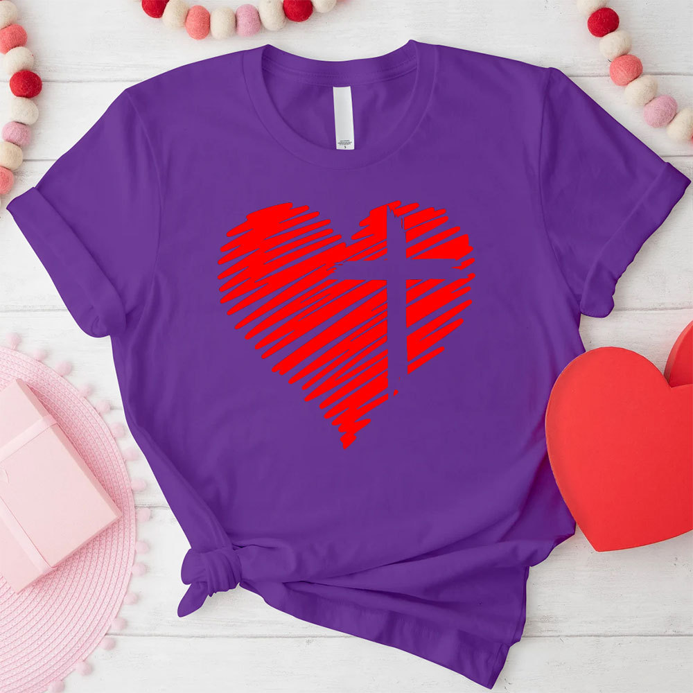 Cross And Heart Christian T-Shirt