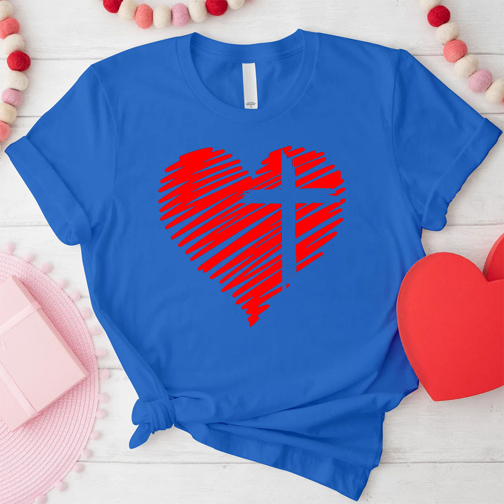 Cross And Heart Christian T-Shirt
