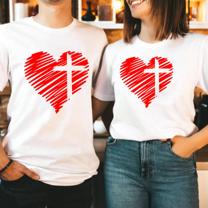 Cross And Heart Christian T-Shirt