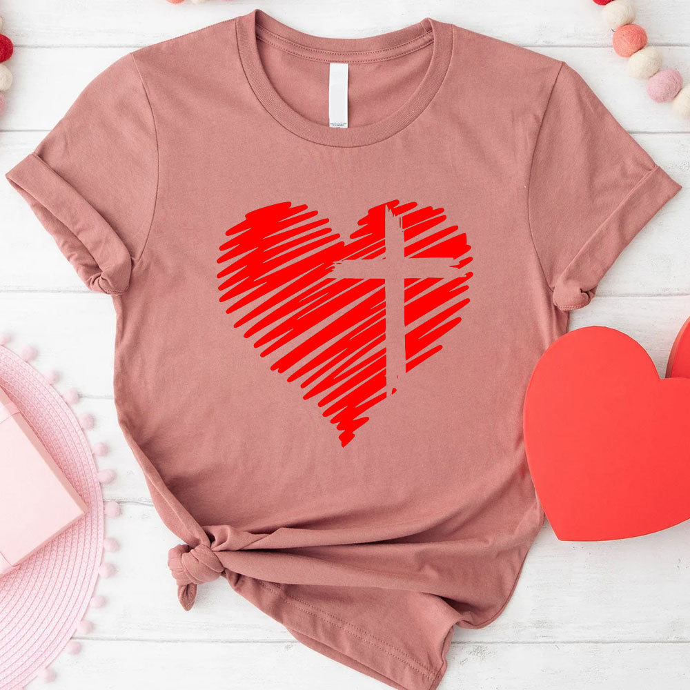 Cross And Heart Christian T-Shirt