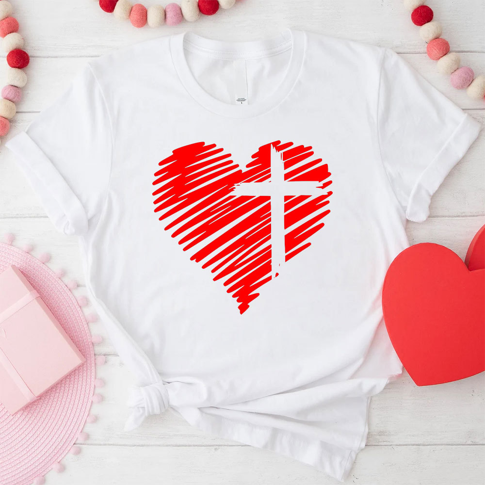 Cross And Heart Christian T-Shirt