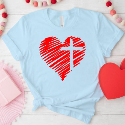 Cross And Heart Christian T-Shirt