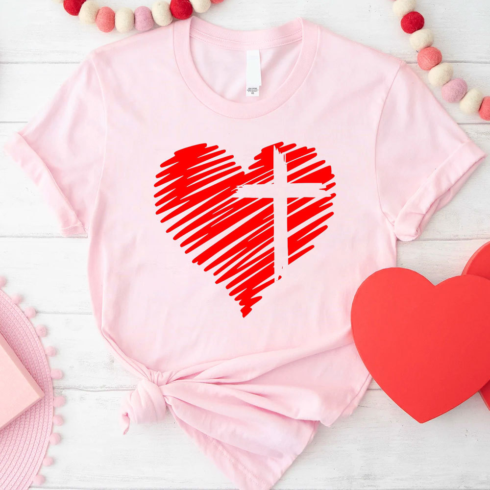 Cross And Heart Christian T-Shirt