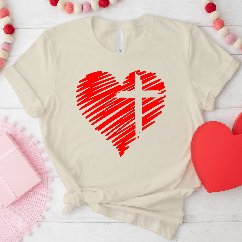Cross And Heart Christian T-Shirt