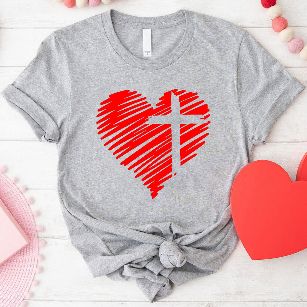 Cross And Heart Christian T-Shirt