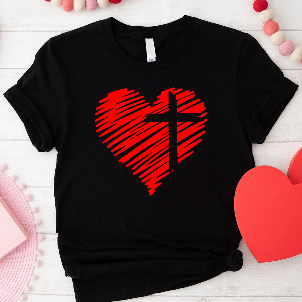 Cross And Heart Christian T-Shirt