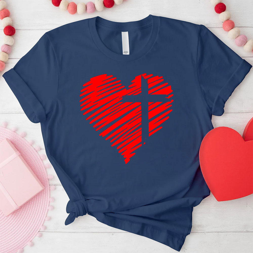 Cross And Heart Christian T-Shirt