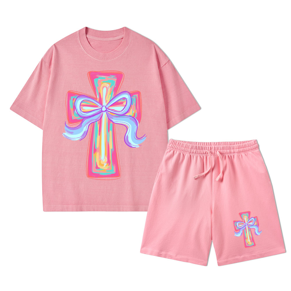 Cross Christian Washed T-Shirt & Shorts