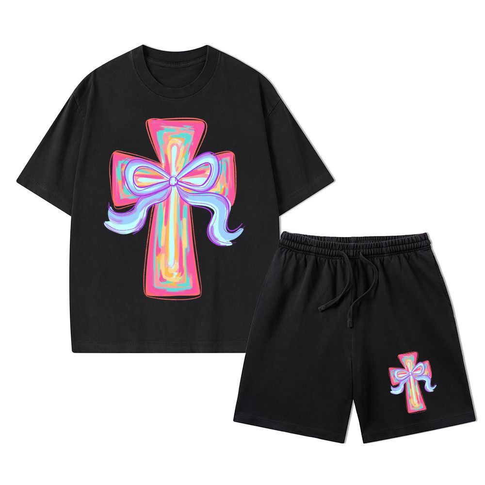 Cross Christian Washed T-Shirt & Shorts