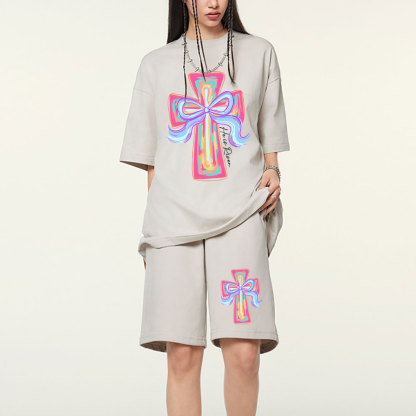 Cross Christian Washed T-Shirt & Shorts