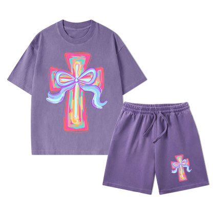 Cross Christian Washed T-Shirt & Shorts