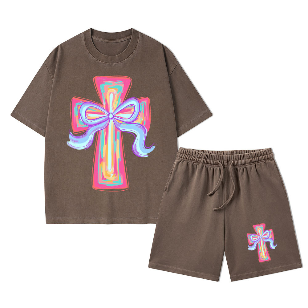 Cross Christian Washed T-Shirt & Shorts