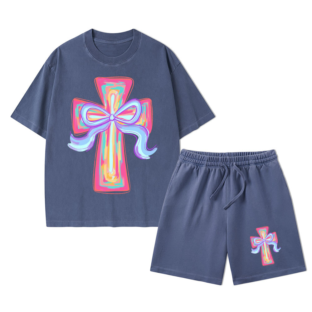 Cross Christian Washed T-Shirt & Shorts