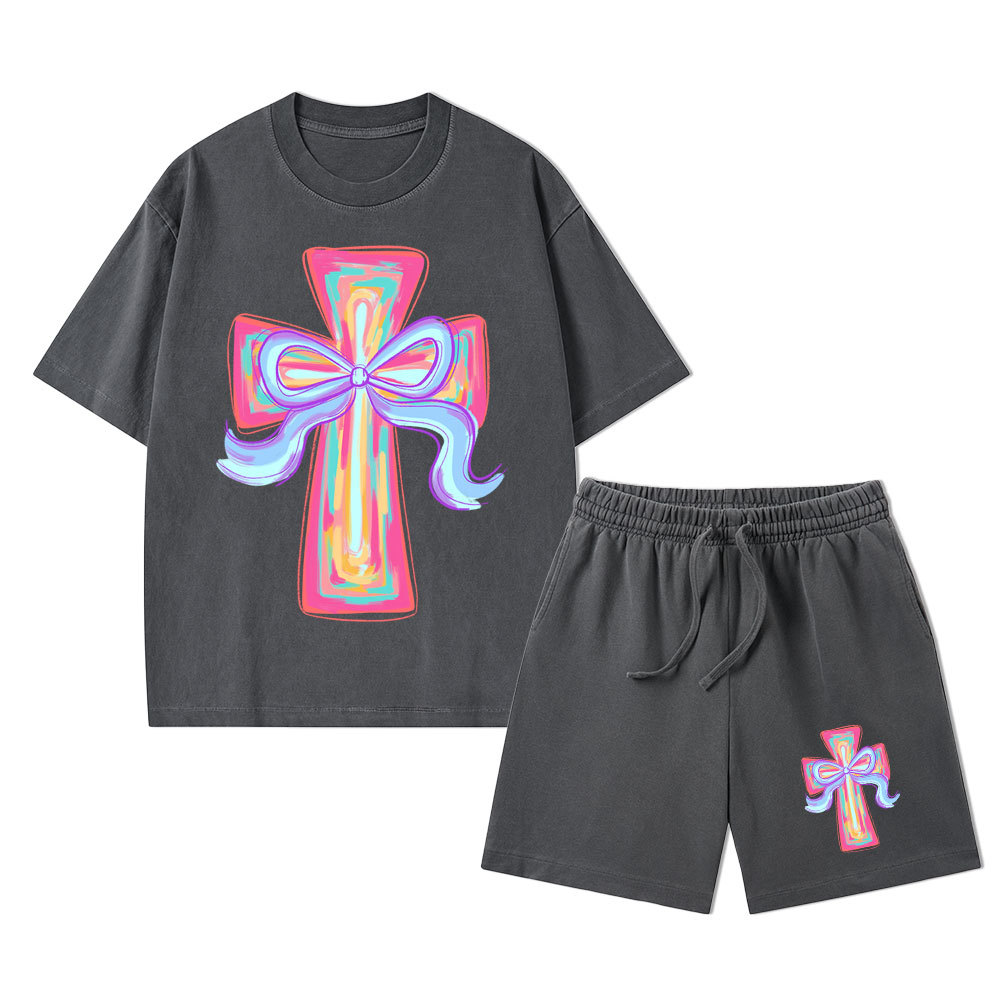Cross Christian Washed T-Shirt & Shorts