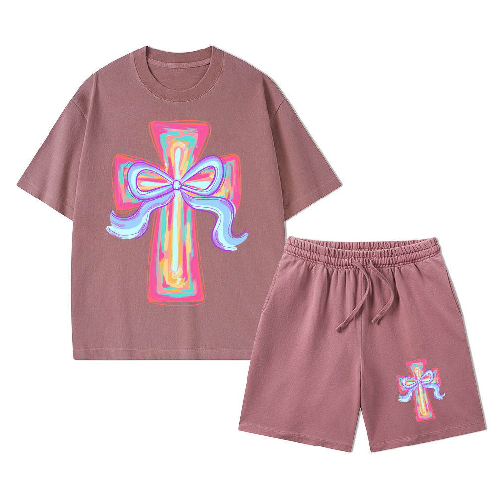 Cross Christian Washed T-Shirt & Shorts