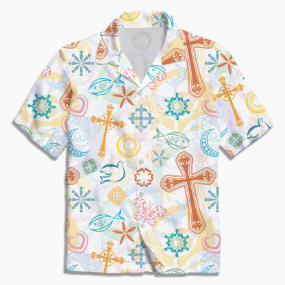 Cross Fish Dove Christian Hawaiian Shirt