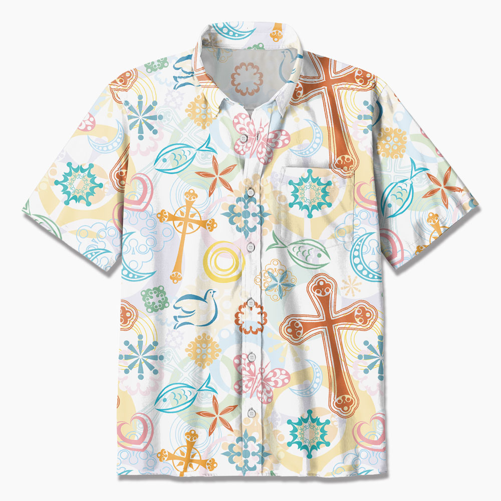 Cross Fish Dove Christian Hawaiian Shirt