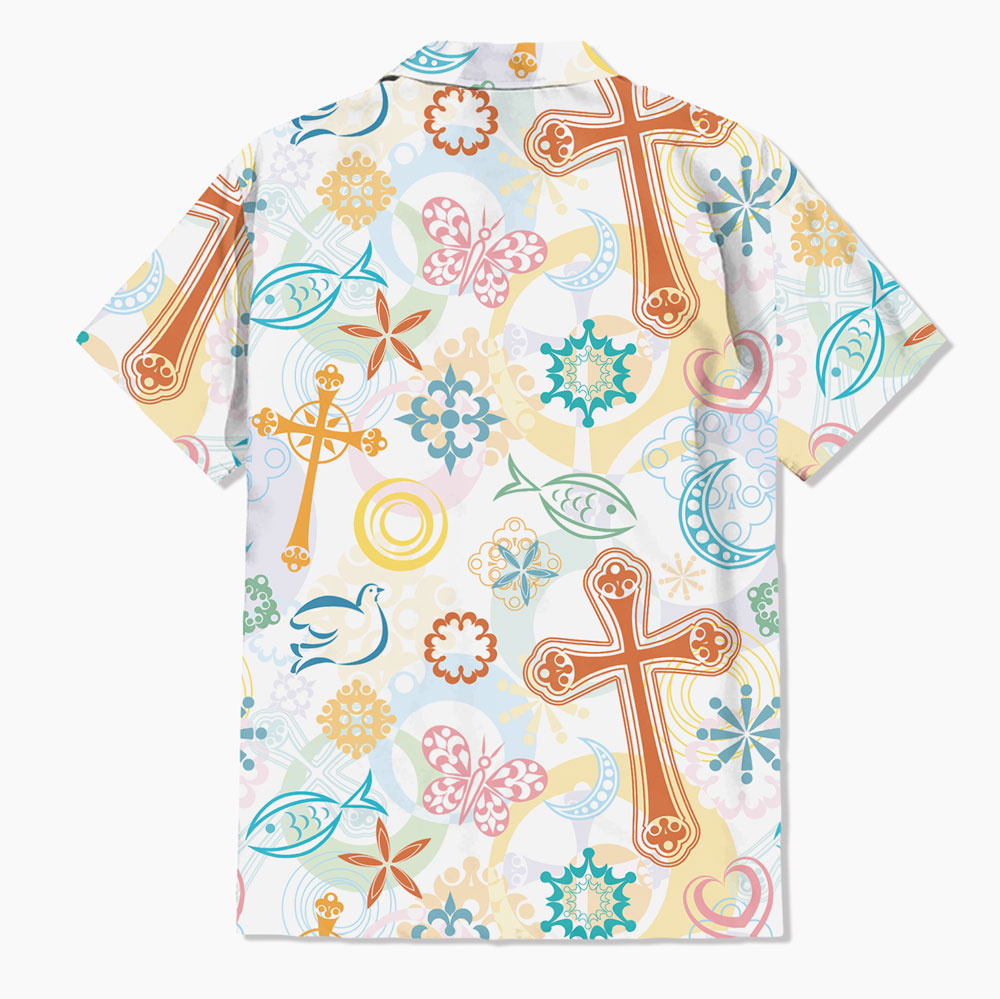 Cross Fish Dove Christian Hawaiian Shirt