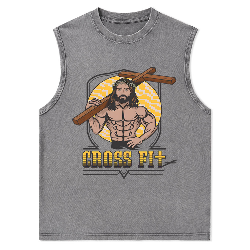 Cross Fit Christian Washed Tank Top