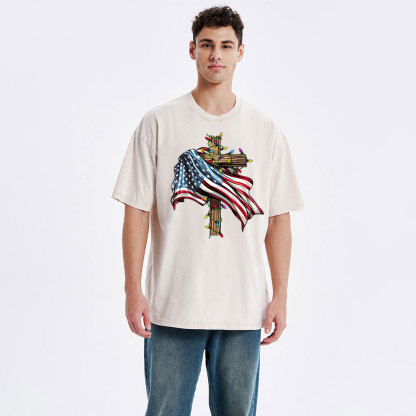 Cross Flag Christian Washed T-Shirt