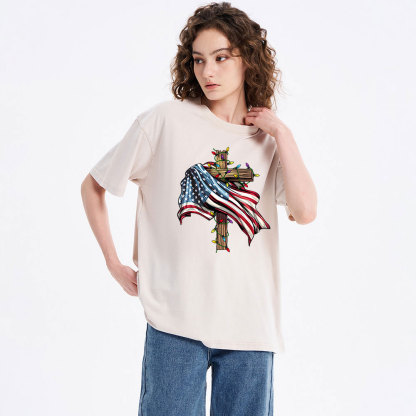 Cross Flag Christian Washed T-Shirt
