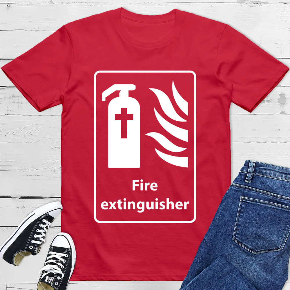 Cross In Fire Extinguisher Christian T-Shirt