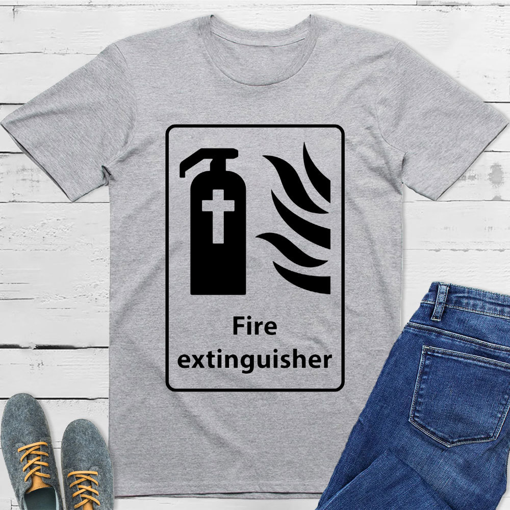 Cross In Fire Extinguisher Christian T-Shirt