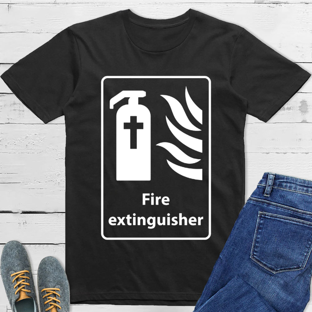 Cross In Fire Extinguisher Christian T-Shirt