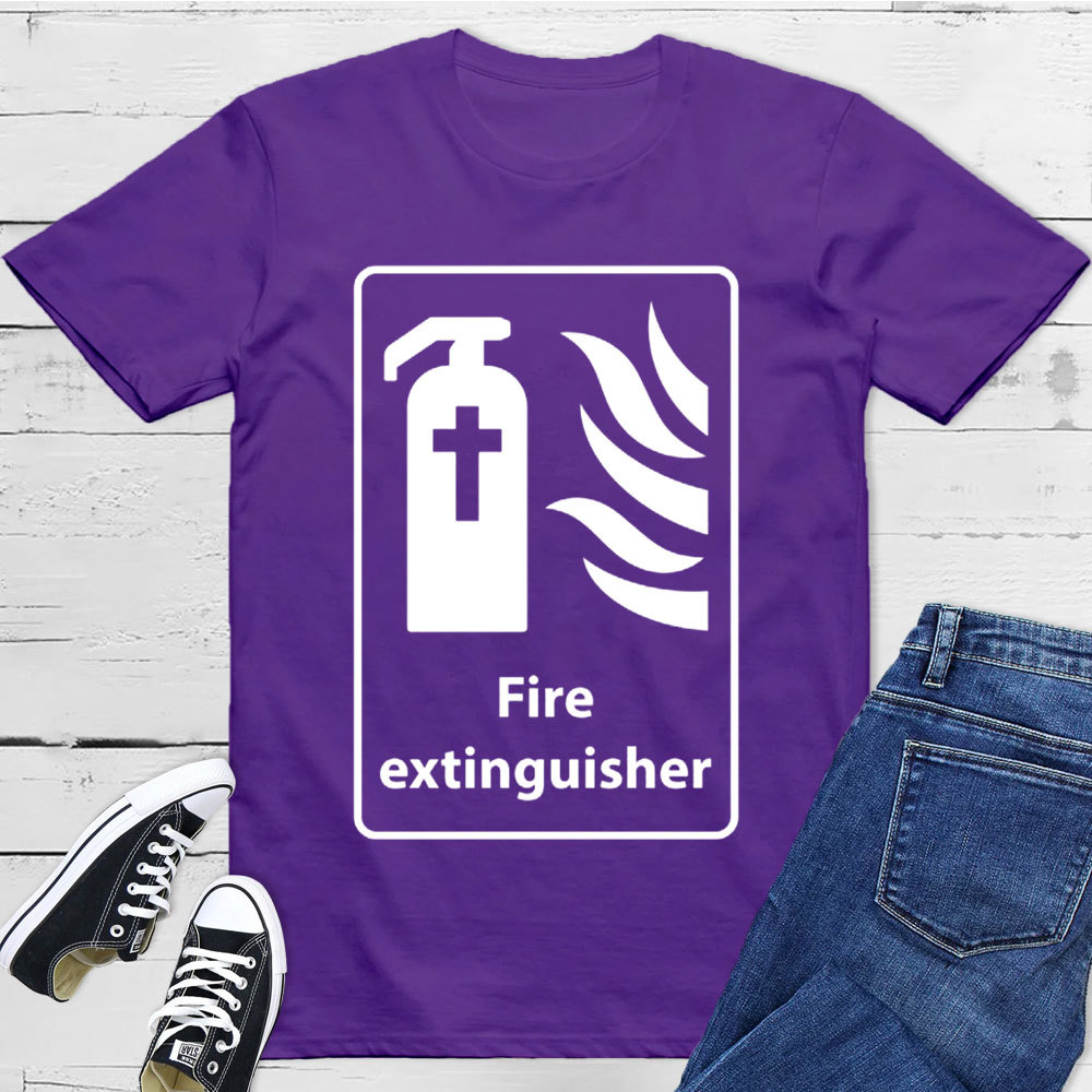 Cross In Fire Extinguisher Christian T-Shirt