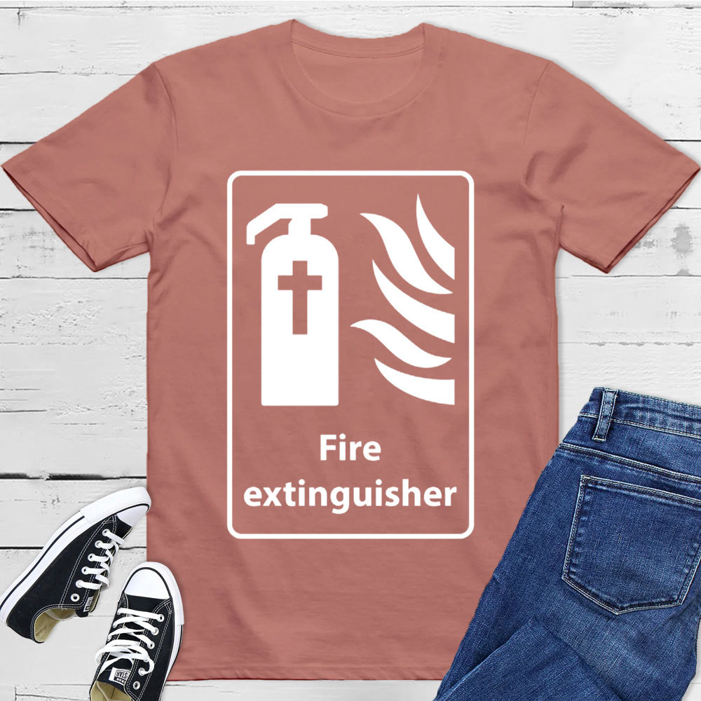 Cross In Fire Extinguisher Christian T-Shirt